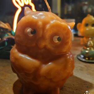 Mid-Century Modern Orange Owl Candle